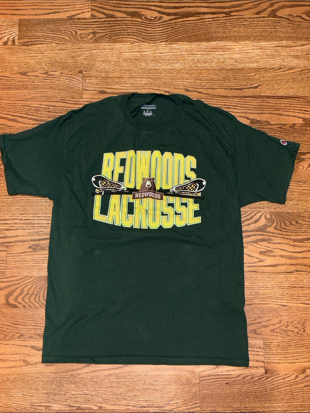 Champion Green Redwoods Lacrosse Tee with Yellow Graphic